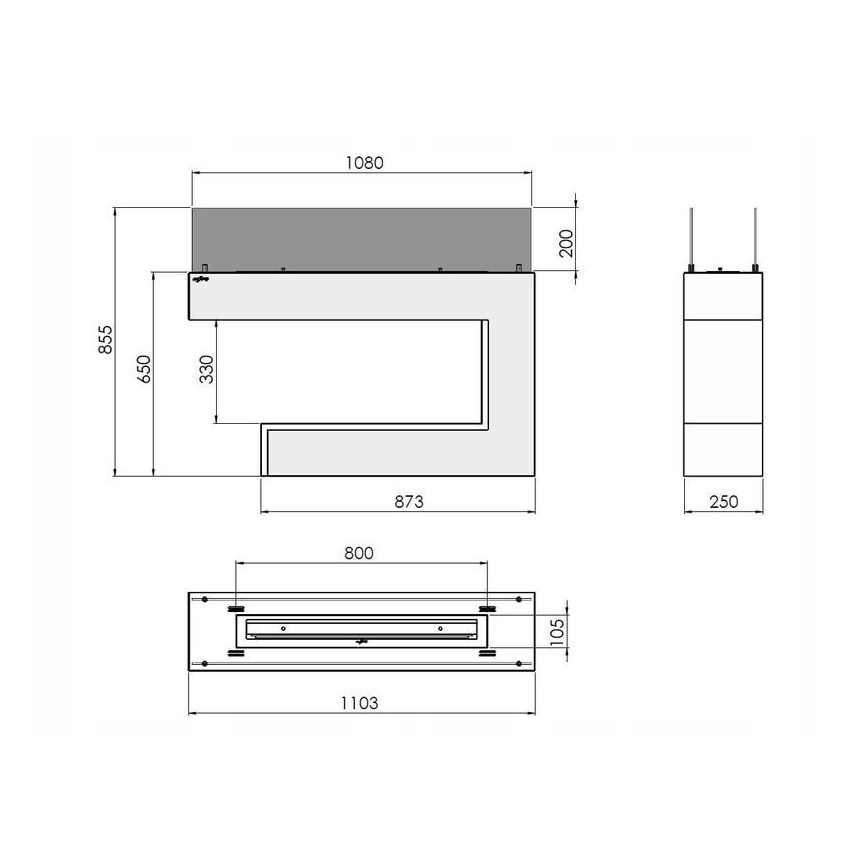 InFire - Biopejs 110x85,5 cm 3kW hvid