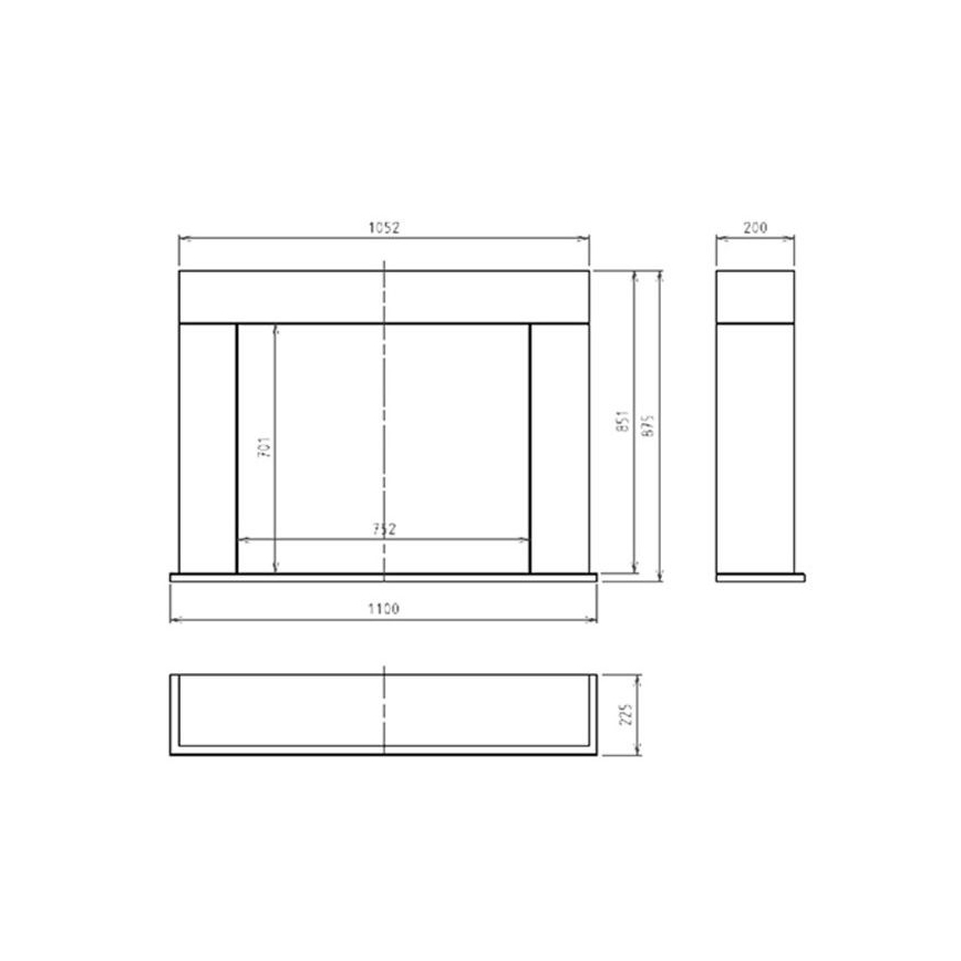 InFire - Biopejs 87,5x110 cm 3kW hvid