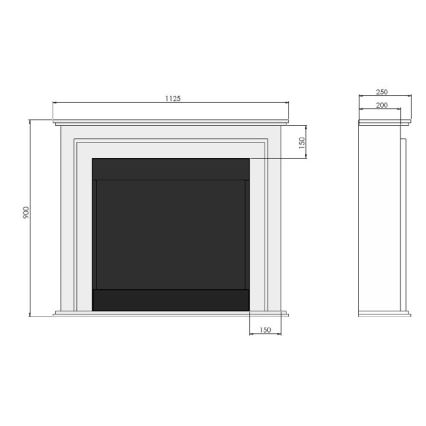 InFire - Biopejs 90x112,5 cm 3kW hvid