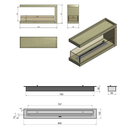 InFire - Biopejs til hjørne 100x50 cm 3kW bifacial