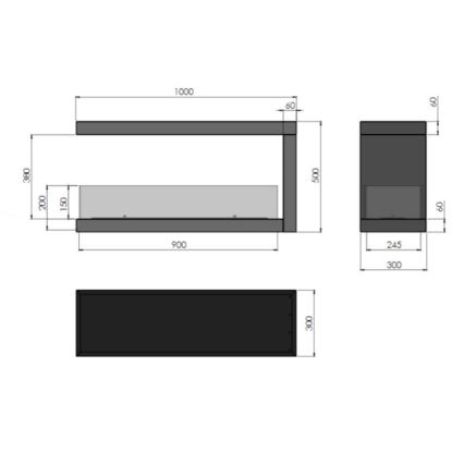 InFire - Biopejs til hjørne 100x50 cm 3kW bifacial