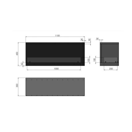 InFire - Biopejs til hjørne 110x45 cm 3kW sort