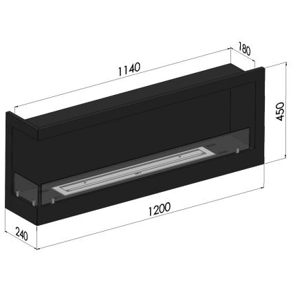 InFire - Biopejs til hjørne 45x120 cm 3kW sort