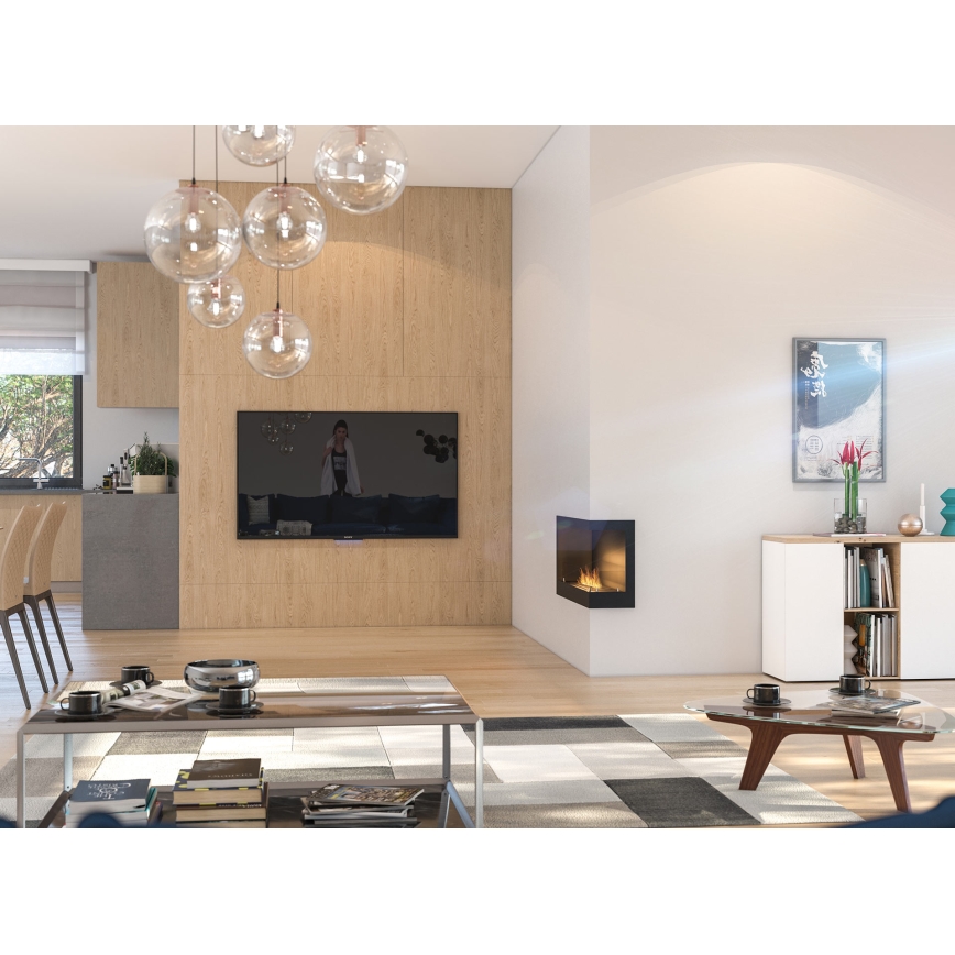 InFire - Biopejs til hjørne 45x90 cm 3kW sort