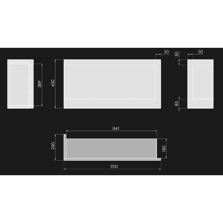 InFire - Biopejs til hjørne 45x90 cm 3kW sort