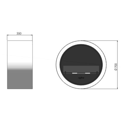 InFire - Hængende biopejs diam. 70 cm 3kW sort