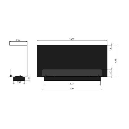 InFire - Indbygget biopejs 100x45 cm 3kW sort