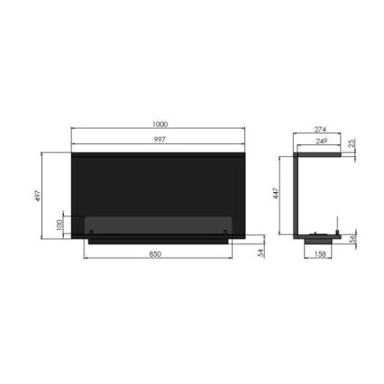 InFire - Indbygget biopejs 100x50 cm 3kW sort