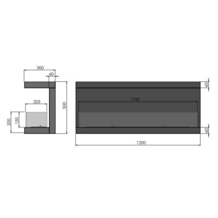 InFire - Indbygget biopejs 120x50 cm 5kW sort