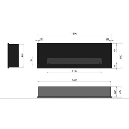 InFire - Indbygget biopejs 150x50 cm 4,2kW sort