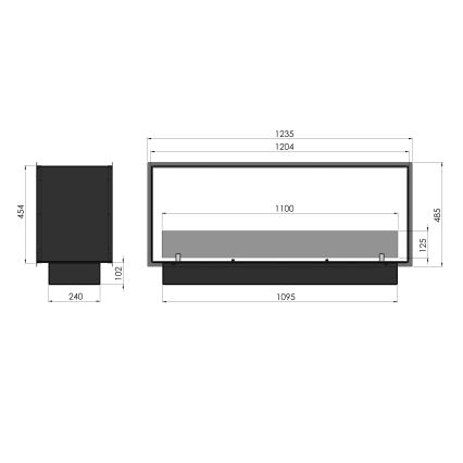 InFire - Indbygget biopejs 48,5x123,5 cm 6kW sort