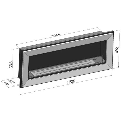 InFire - Indbygget biopejs 49x120 cm 3kW sort