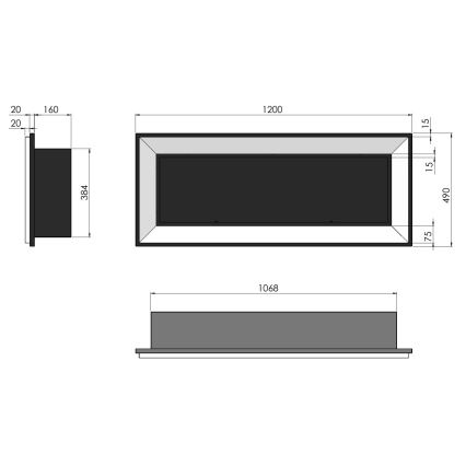 InFire - Indbygget biopejs 49x120 cm 3kW sort