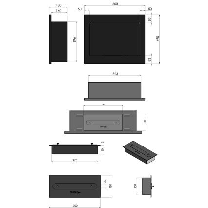 InFire - Indbygget biopejs 49x60 cm 3kW sort