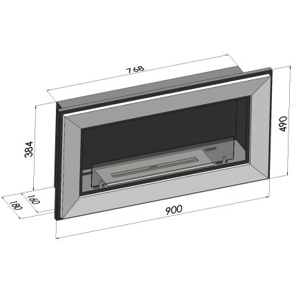 InFire - Indbygget biopejs 49x90 cm 3kW sort