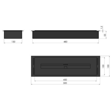 InFire - Indbygget biopejs 5,5x50 cm 3kW sort