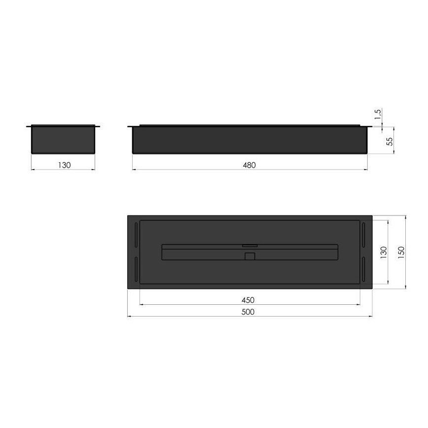InFire - Indbygget biopejs 5,5x50 cm 3kW sort