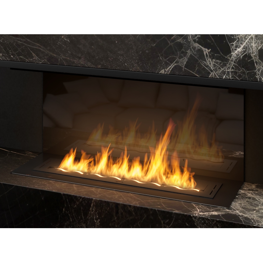 InFire - Indbygget biopejs 7,5x100 cm 6kW sort