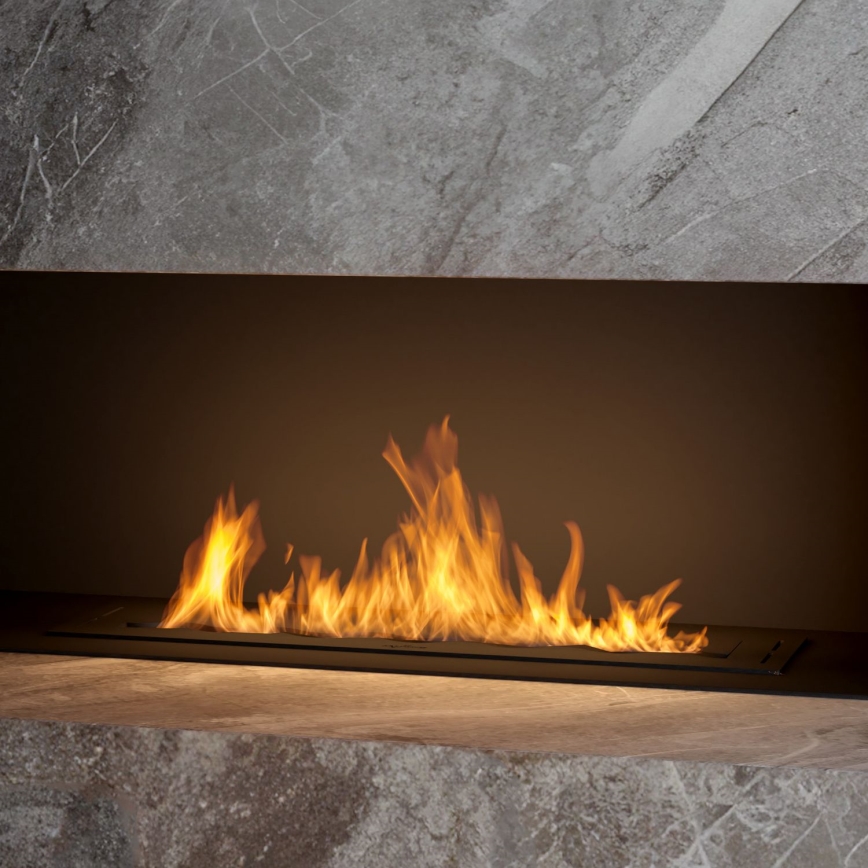 InFire - Indbygget biopejs 7,5x80 cm 6kW sort