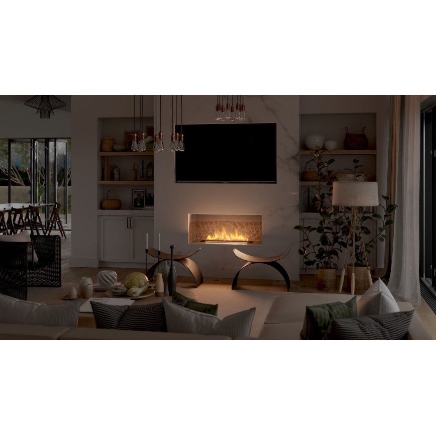 InFire - Indbygget biopejs 7,5x80 cm 6kW sort