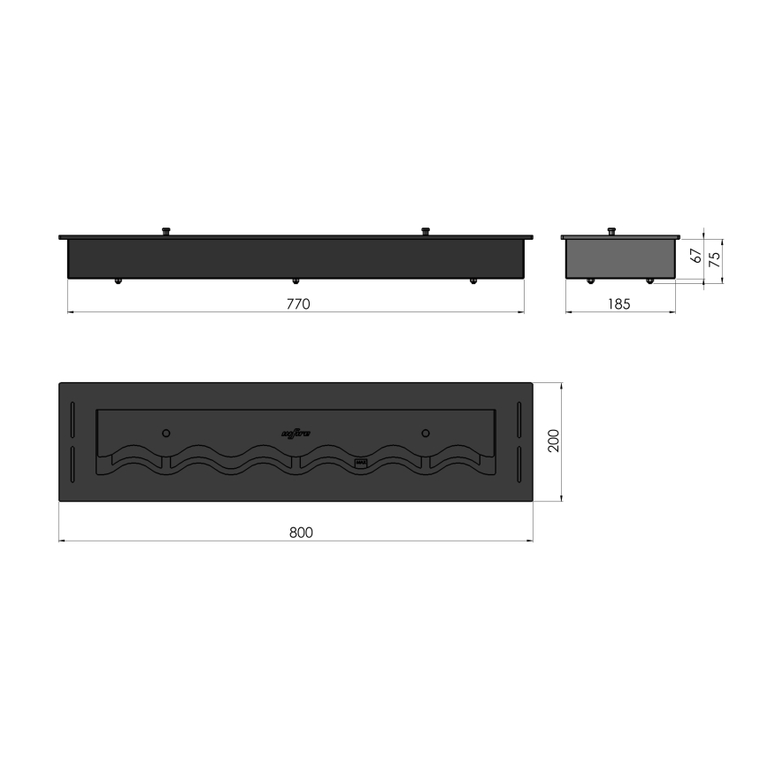 InFire - Indbygget biopejs 7,5x80 cm 6kW sort