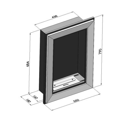 InFire - Indbygget biopejs 79x55 cm 3kW sort