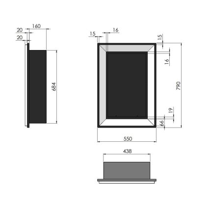 InFire - Indbygget biopejs 79x55 cm 3kW sort