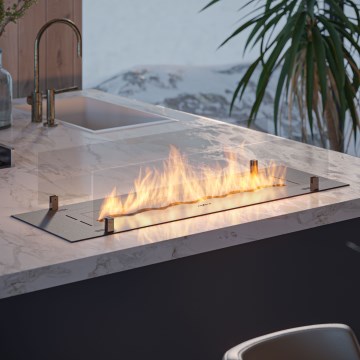 InFire - Indbygget biopejs 8,5x100 cm 6kW sort