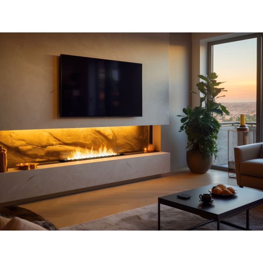 InFire - Indbygget Biopejs 8,5x120 cm 6kW sort