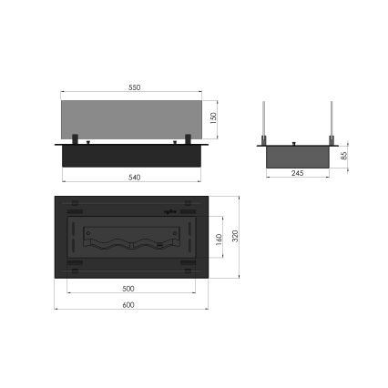 InFire - Indbygget biopejs 8,5x60 cm 3,5kW sort