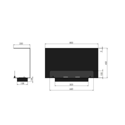 InFire - Indbygget biopejs 80x45 cm 3kW sort