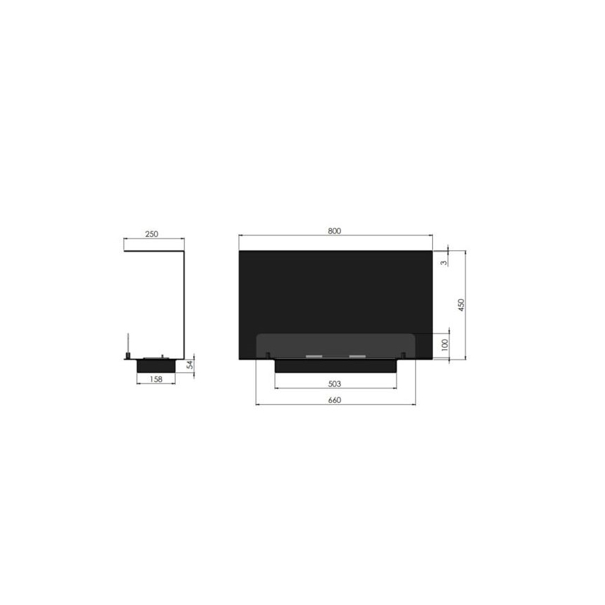 InFire - Indbygget biopejs 80x45 cm 3kW sort
