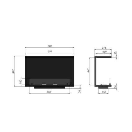 InFire - Indbygget biopejs 80x45 cm 3kW sort