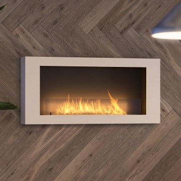 InFire - Vægmonteret BIO pejs 120x56 cm 3 kW hvid