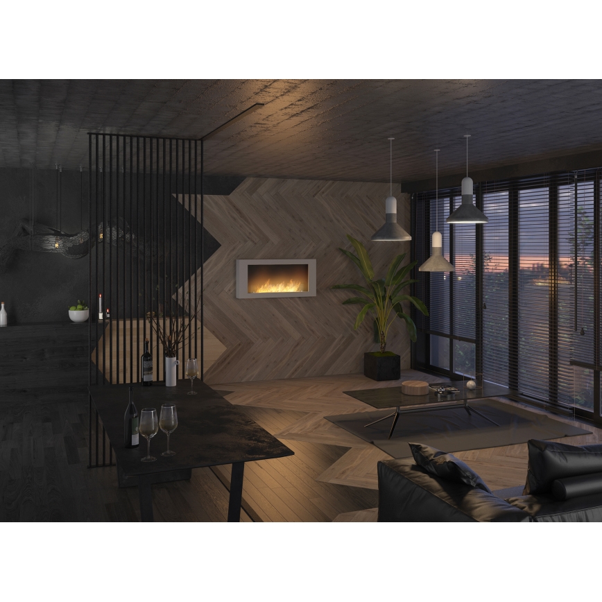 InFire - Vægmonteret BIO pejs 120x56 cm 3 kW hvid