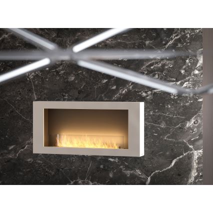 InFire - Vægmonteret BIO pejs 120x56 cm 3 kW hvid