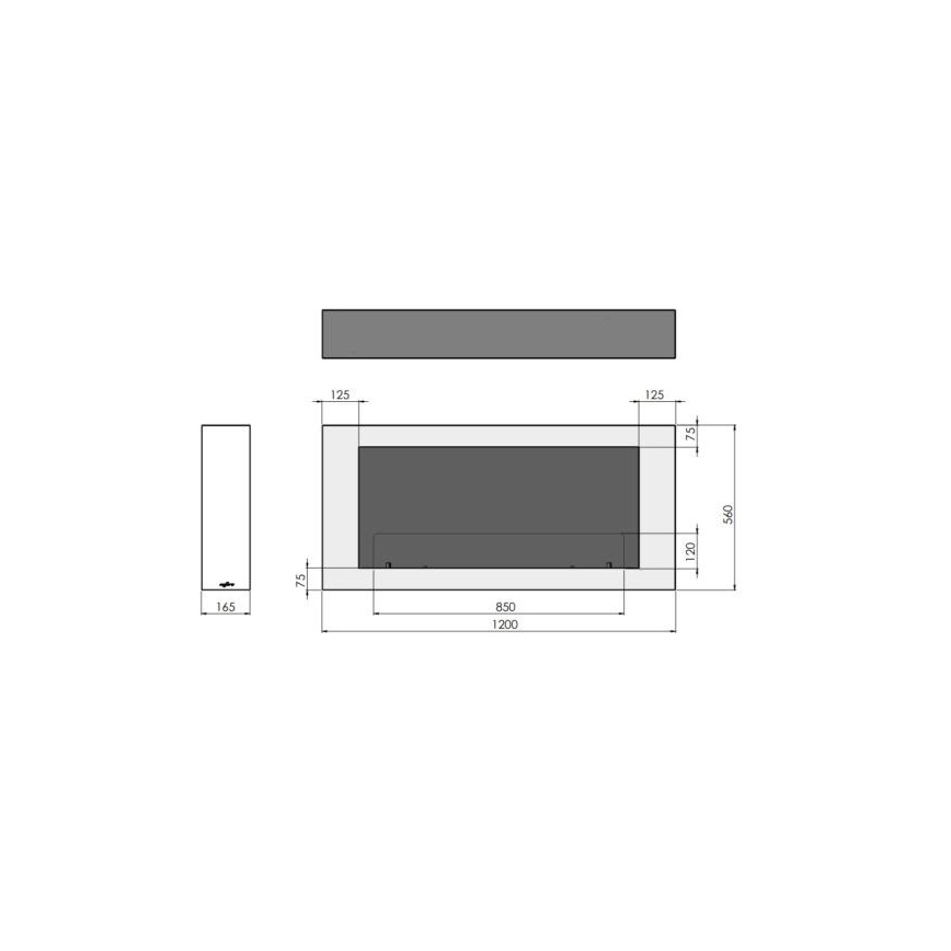 InFire - Vægmonteret BIO pejs 120x56 cm 3 kW hvid