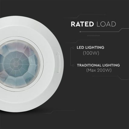 Infrarød bevægelsessensor 360° 200W/230V hvid