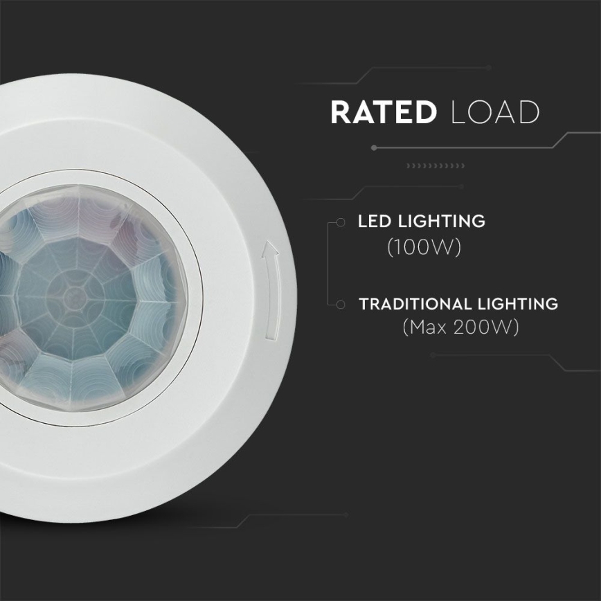 Infrarød bevægelsessensor 360° 200W/230V hvid