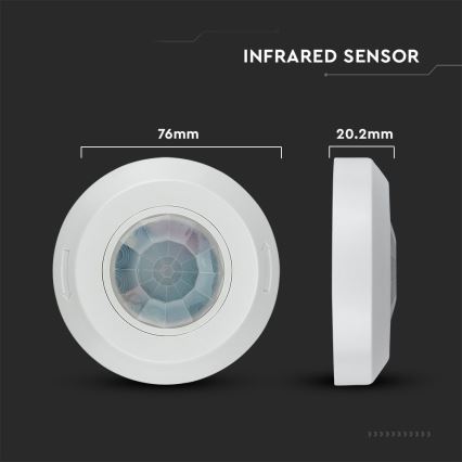 Infrarød bevægelsessensor 360° 200W/230V hvid