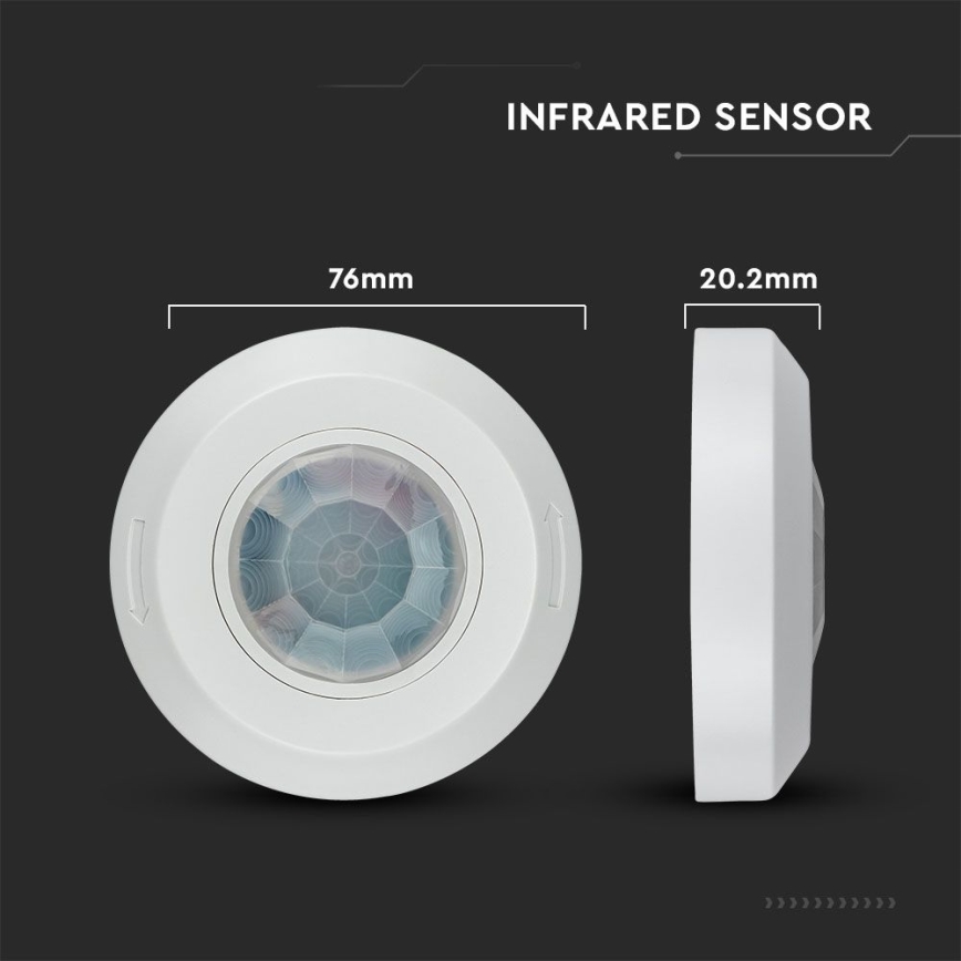 Infrarød bevægelsessensor 360° 200W/230V hvid