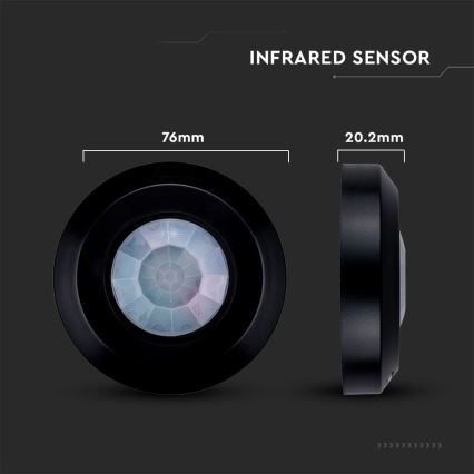 Infrarød bevægelsessensor 360° 200W/230V sort