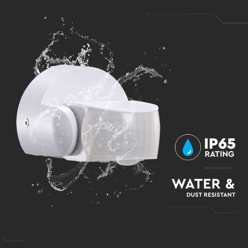 Infrarød bevægelsessensor udendørs 180/360° 600W/230V IP65 hvid