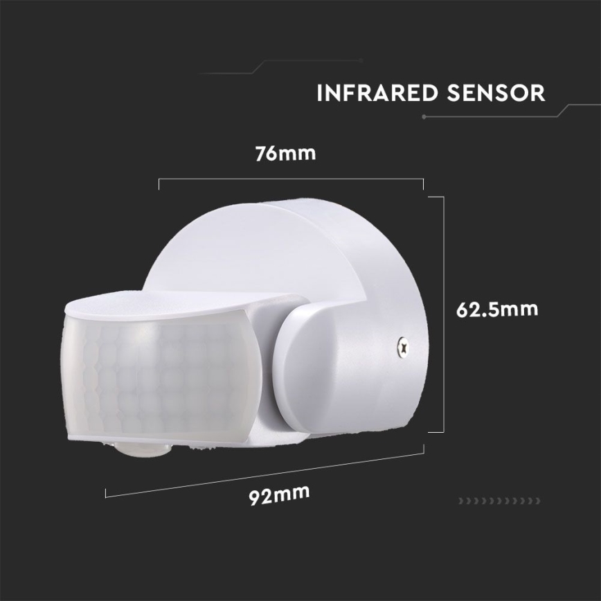 Infrarød bevægelsessensor udendørs 180/360° 600W/230V IP65 hvid