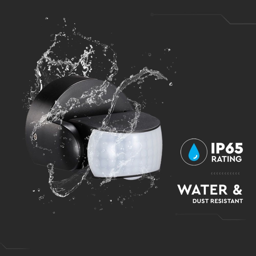 Infrarød bevægelsessensor udendørs 180/360° 600W/230V IP65 sort