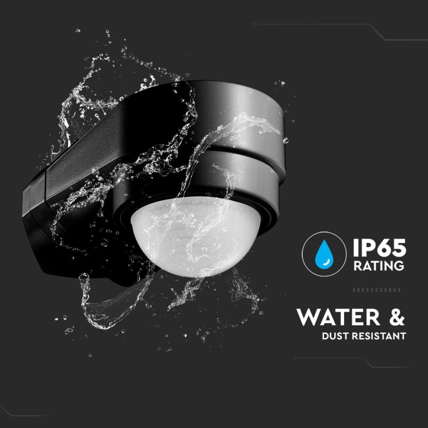 Infrarød bevægelsessensor udendørs 240° 600W/230V IP65 sort