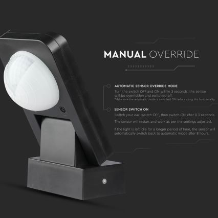 Infrarød bevægelsessensor udendørs 360° 1000W/230V IP65 sort