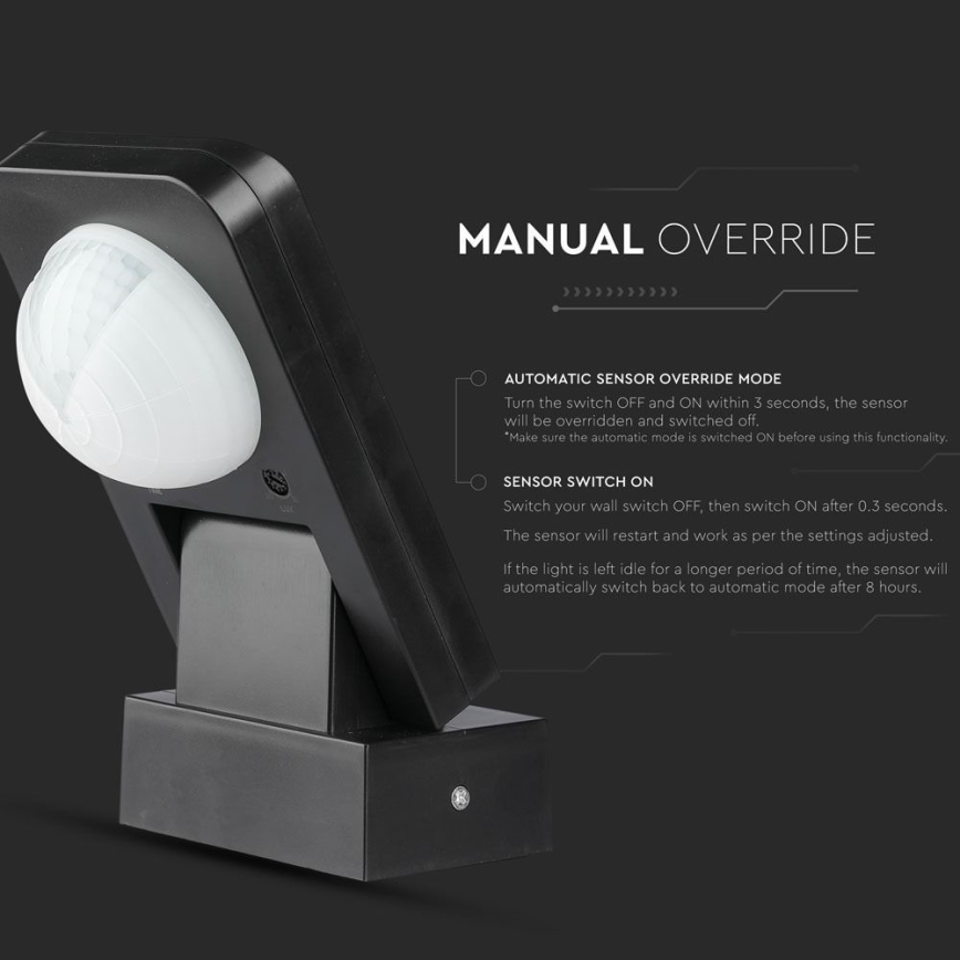 Infrarød bevægelsessensor udendørs 360° 1000W/230V IP65 sort