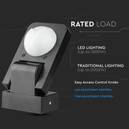 Infrarød bevægelsessensor udendørs 360° 1000W/230V IP65 sort