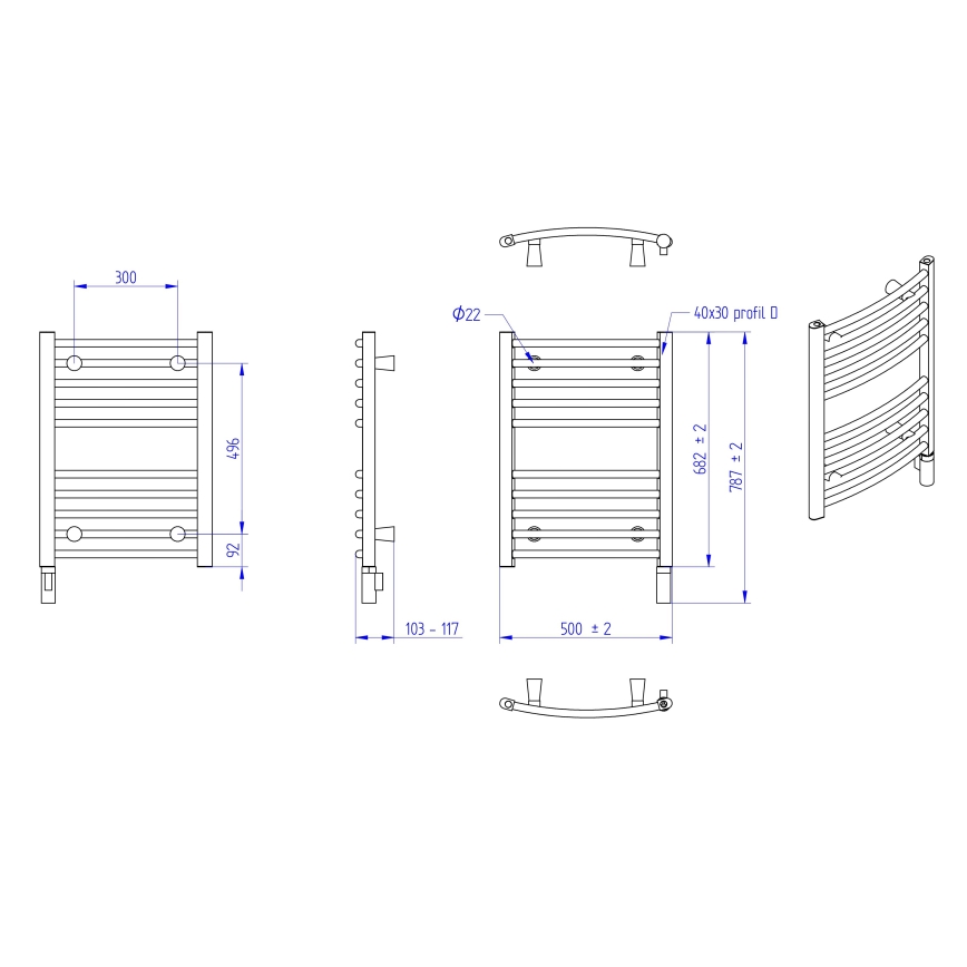 Instal Projekt - Elektrisk badeværelsesradiator AMBRE 300W 68x50 cm hvid